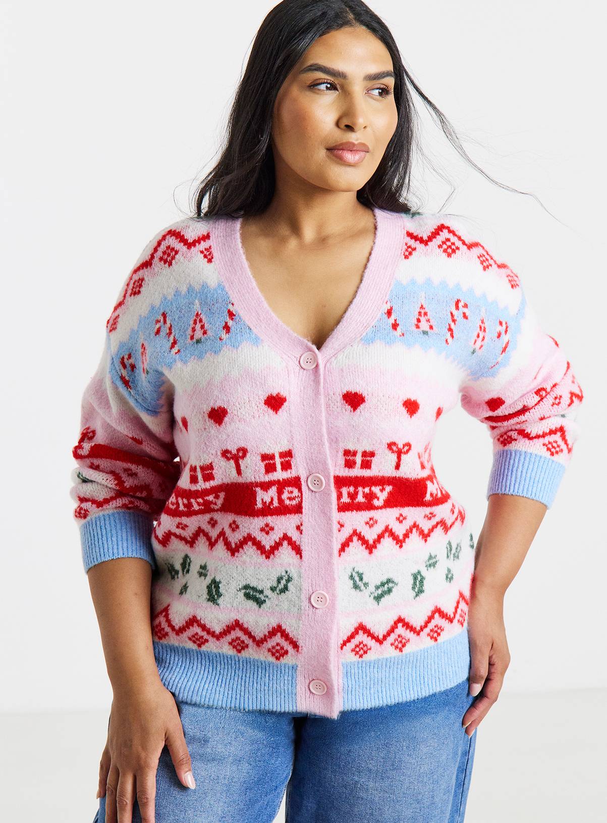 SIMPLY BE Christmas Fair Isle Cardigan 16-18 - Image 3